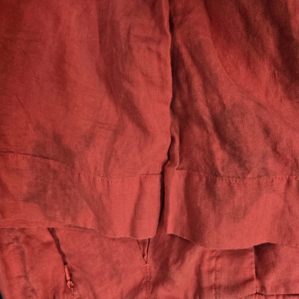 Athleta Women Pants 12 Red Linen Wide Leg Crop Pleated 24" Inseam - Picture 11 of 11